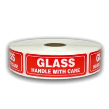 1000 Labels - 1x3 Glass Handle Care Label Shipping Fragile Adhesive Stickers