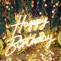 LED Neon Happy Birthday Schild Nachtlicht Dekoration Warmweiß USB FüR Party