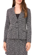  195 NWT Halogen Tweed Knit Blazer Jacket sz S M Rich Black V-neck GIFT