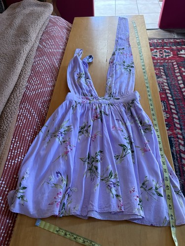 Forever 21 Purple Floral Chiffon Sundress V-Neck Bow Strappy Mini Women's S