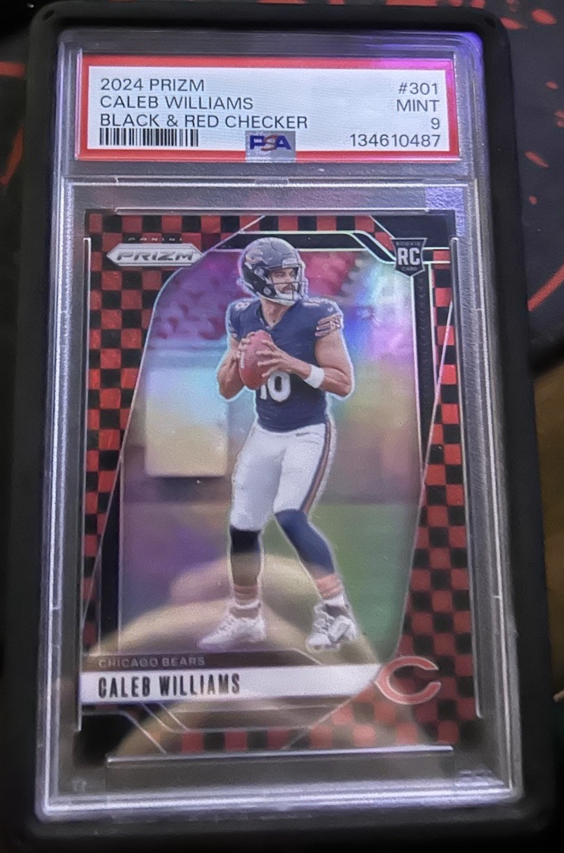 2024 Panini Prizm Caleb Williams RC Rookies Black/Red Checker #301 PSA 9