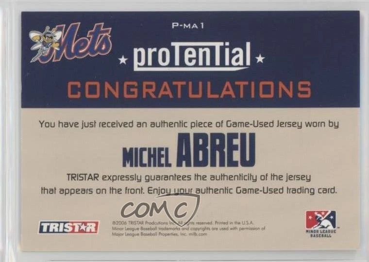 2006 TRISTAR Prospects Plus Protential Game Used Michel Abreu #P-MA1 - Image 2 of 2
