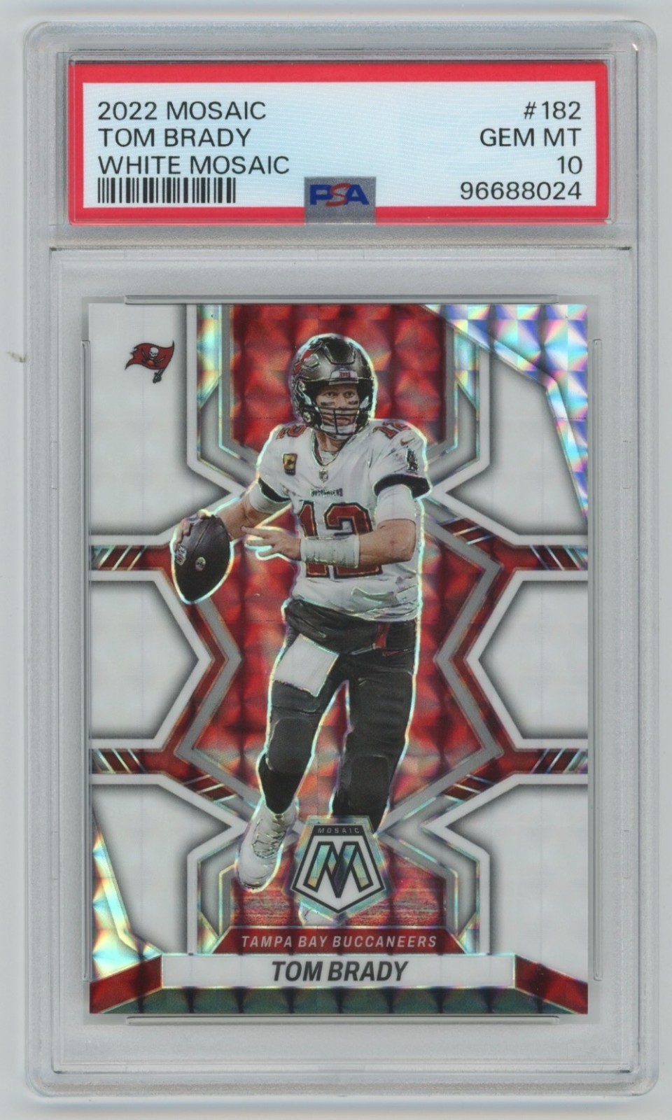 Tom Brady /25 White Mosaic Prizm PSA 10 2022 Panini Mosaic #182 Buccaneers