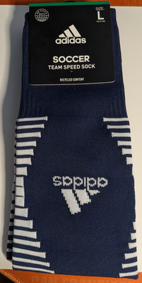 Adidas Team Speed 4 Soccer OTC Socks - Navy Blue/White - Size Large
