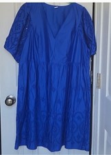 Old Navy Royal Blue Dress XL Embroidered Cotton Wedding Party Vacation NWT