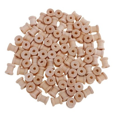 100 leere Fadenspulen aus Holz DIY Rolle Naturfarbe Nähen Basteln 14 x 12 mm