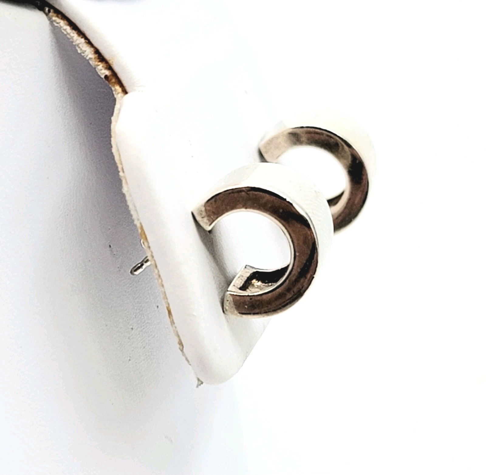 Sterling Silver Thick Partial Hoop Stud Post Back… - image 5