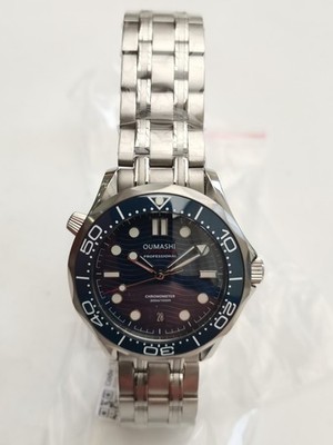 NEU OUMASHI BLUE WAVE ALL STEEL AUTOMATIK TAUCHERUHR SEIKO NH35 SAPPHIRE 100m