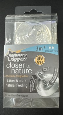 Tommee Tippee Closer to Nature Bottle 2 Nipple Replacements, Med Flow 3m+