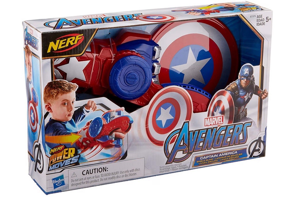 NERF Marvel Avengers Power Moves Strike Shield Disc Launch Toy