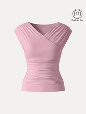 Womens Surplice V Neck Ruched Brami Top Built...