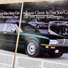 1991 Jaguar Sovereign Green Sedan 2 Page Vintage Print Ad Car Advert Art