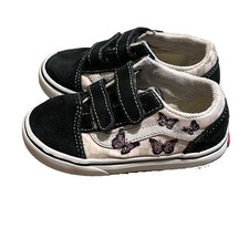 Vans Old Skool V Butterfly Skate Shoes Baby Toddler Size 8 Black Lilac Mist