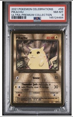 Pikachu 58/102 Gold Metal Celebrations UPC 2021 PSA 8 - Pokémon