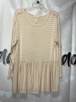 Matilda Jane Dream Makers True Friend Tunic Top Cream Gold Stripe Button Detail
