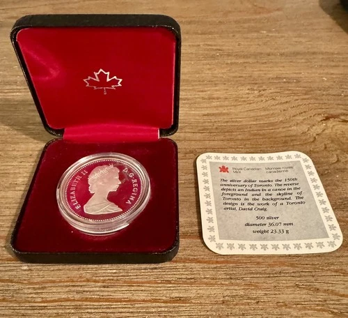 1984 Canada Silver Dollar Proof - Toronto Sesquicentennial w/ box & OGP