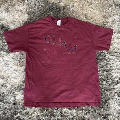 Vintage Guam USA T Shirt Faded Red Graphic Tee Y2K 90s Alstyle XL 