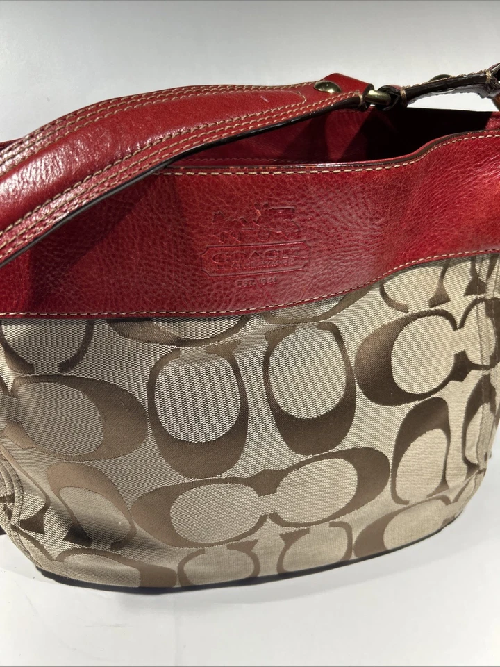 VTG Excellent   Rare COACH One Shoulder Bag Signature G0868-12657 Red/biege - Image 3 of 4