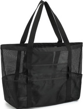 Mesh Beach Bag - Large Beach Tote Bag with Multiple Pockets for Family Beach Bag