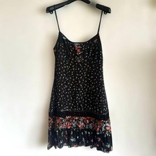 D&G Dolce & Gabbana Floral Camisole Dress Chest 70cm Length 86cm Black Womens