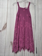 Francesca's Dress Womens Small Purple Floral Lace Crochet Sleeveless Boho Chic