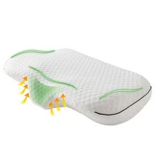 Memory Foam Contour Pillow for Neck Pain Relief, Ergonomic Cervical Neck Supp...