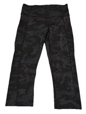 Lululemon  Fast Free Crop II 19" Nulux Incognito Camo Grey Non Reflective Sz 8