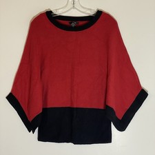 Alfani Sweater Womens 14 Red Black Colorblock Top Casual Artsy Boxy Comfy Boho