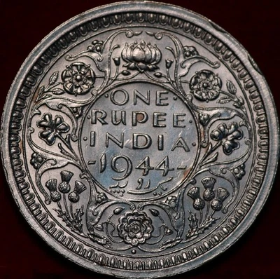 🇮🇳 Uncirculated 1944 King George VI British India 1 Rupee Silver Foreign Coin - Image 1 of 2