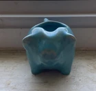 Vintage Stangl Pottery Miniature Turquoise Blue Standing Pig Ashtray
