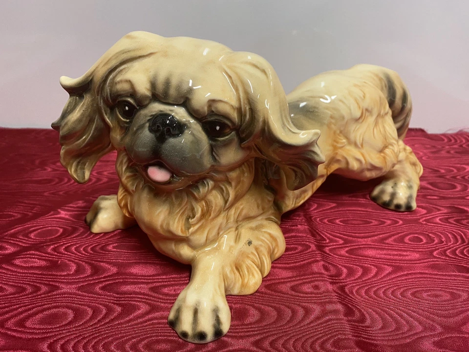 Figurine de collection en porcelaine Goebel Germany Chien Pékinois 31 cm TBE - Photo 1/4