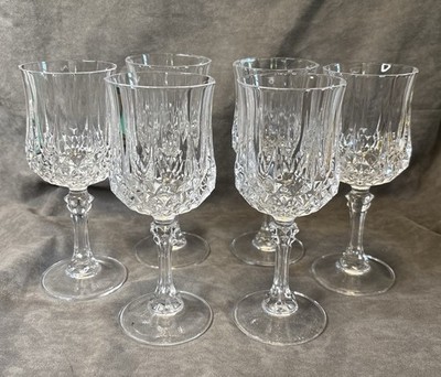 Cristal d'Arques Longchamp Crystal Water Wine Glasses Goblets 8 oz Set of 6
