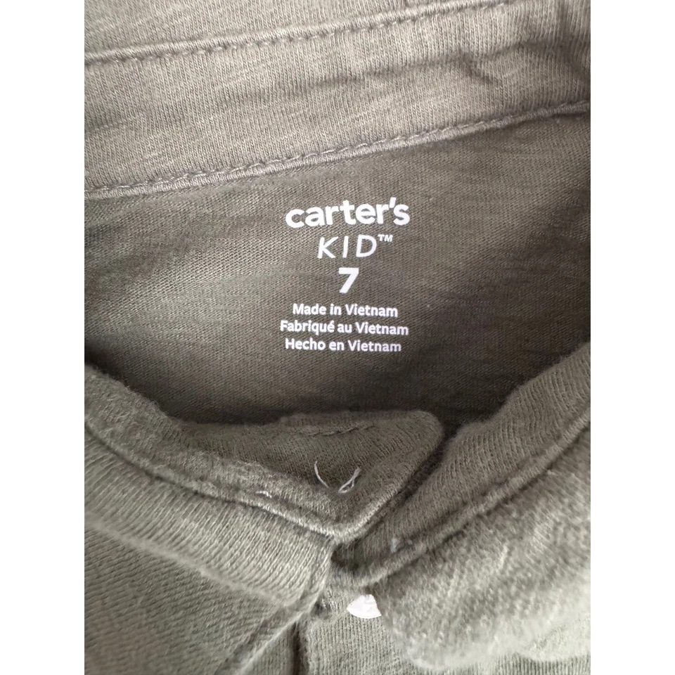 Carters Polo Shirt Short Sleeve Pocket Olive Green Lightweight Boys Size 7 - Image 4 of 4