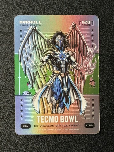 🔥Myracle `Jahmyr Gibbs` Bo Jackson Battle Arena Tecmo Silver Battlefoil Steel🔥