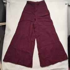 VTG 60s MOD Super Wide Leg Flare Bell Bottom Maroon Pants Zip Groovy Hippy