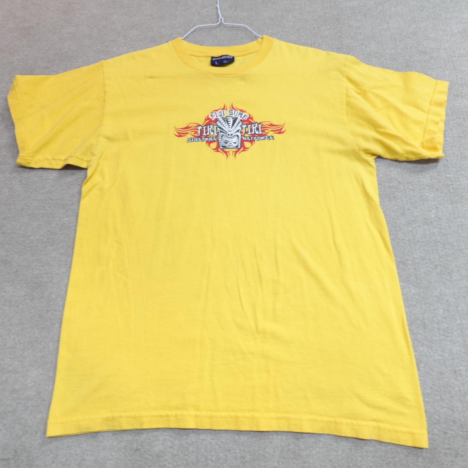 Vintage Aeropostale Shirt Medium Yellow Double Sided USA Made Fiji Surf Y2K