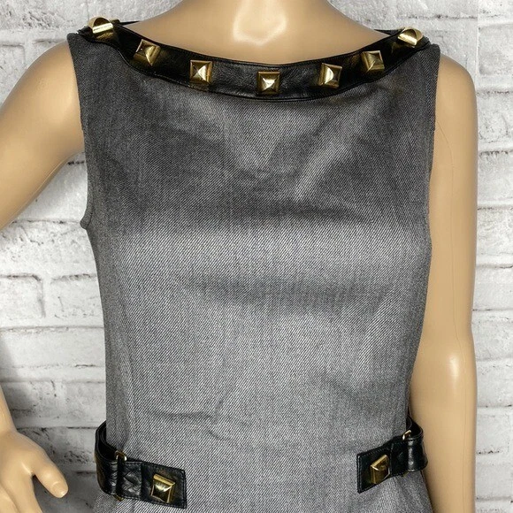 Love Moschino abito grigio lana pelle borchiato 4