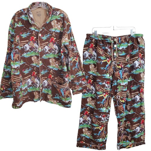 Vintage Nick and Nora 90s Pajama top, Western, Cowboy Print Shirt