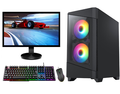 Schneller Gaming PC Computer SET Monitor Quad Core i5 8GB 1TB Win 10 4GB 1050 Ti