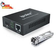 Gigabit Multi-Mode LC Fiber to Ethernet Media Converter with a SFP SX Module, 1.