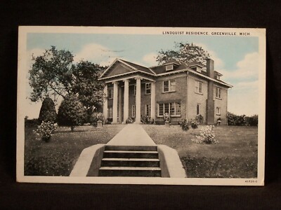 MI Greenville Lindquist Residence 1929 Postcard