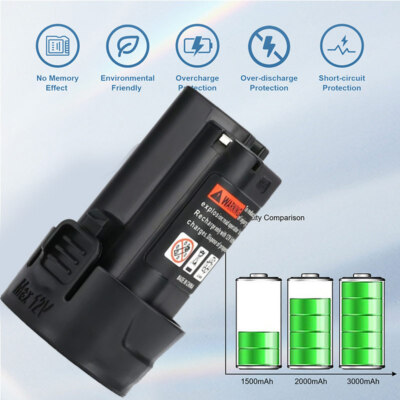 4.8Ah For Bosch 12V Max Lithium Ion Battery BAT411A BAT420 BAT411 GDR GSB