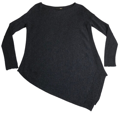 Alice + Olivia Sweater Womens XS Gray Angora Wool Blend Asymmetrical Hem Chic
