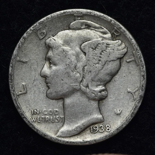 1938-D Mercury Silver Dime GOOD / VG FREE SHIPPING