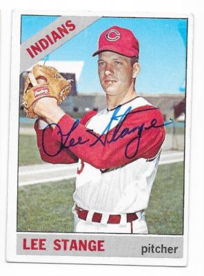 LEE STANGE 1966 TOPPS AUTOGRAPHED SIGNED # 371 CLEVELAND INDIANS