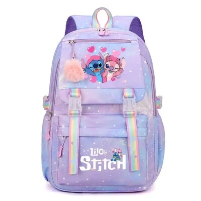 BRANDED Large Boys Girls School Bag Lilo and Stitch Backpack Kids Travel with Free Gift!