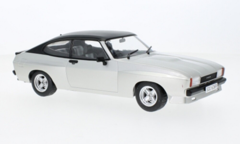 Ford Capri MK2 X-Pack 1975 Argent Noir Mat Maquette de Voiture 1:18 MCG