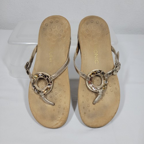 VIONIC Ricci Thong Gold Sandal Jewel Embellished Flip Flop Womens 8 | eBay