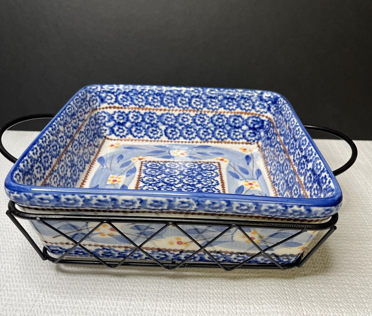 Temptations by Tara Old World Blue 2qt Square Baking Dish