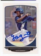 SIGNED BASEBALL CARD AUTO SEATTLE MARINERS 2013 BOWMAN #91 GABRIEL GUERRERO